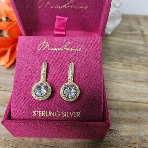 Mia Sarine - A pair of .925 Sterling Gold plated Halo CZ Lever back Earrings